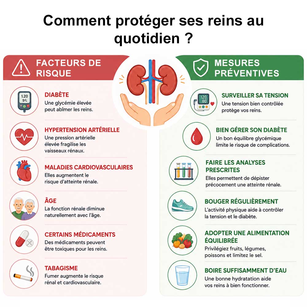 Infographie donnant de nombreux conseils pour protéger ses reins